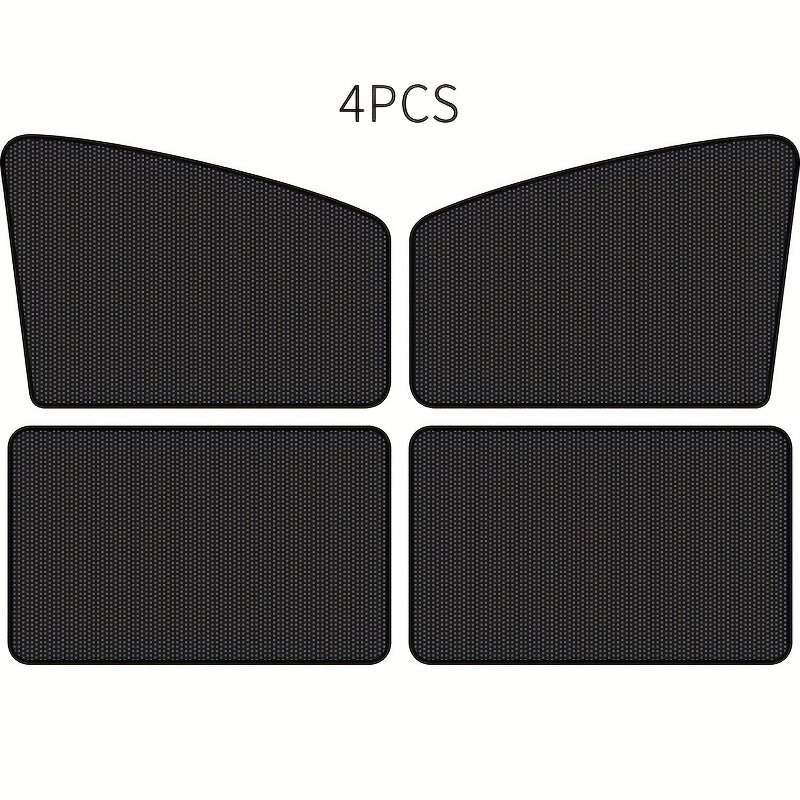 4pcs Magnetic Car Sunshade Curtains - Black Mesh Design for UV Protection, Heat Insulation, And Easy Installation On Windshield Or Window