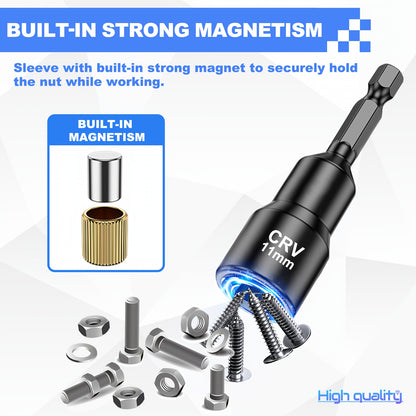 [Magnetic Nut Driver Set] 1/4" Hex Shank | Magnetic Nut Driver Set | 15pcs | Impact Nut Driver Set | SAE (1/4" to 9/16") And Metric (6-14Mm) | Chrome Vanadium Steel
