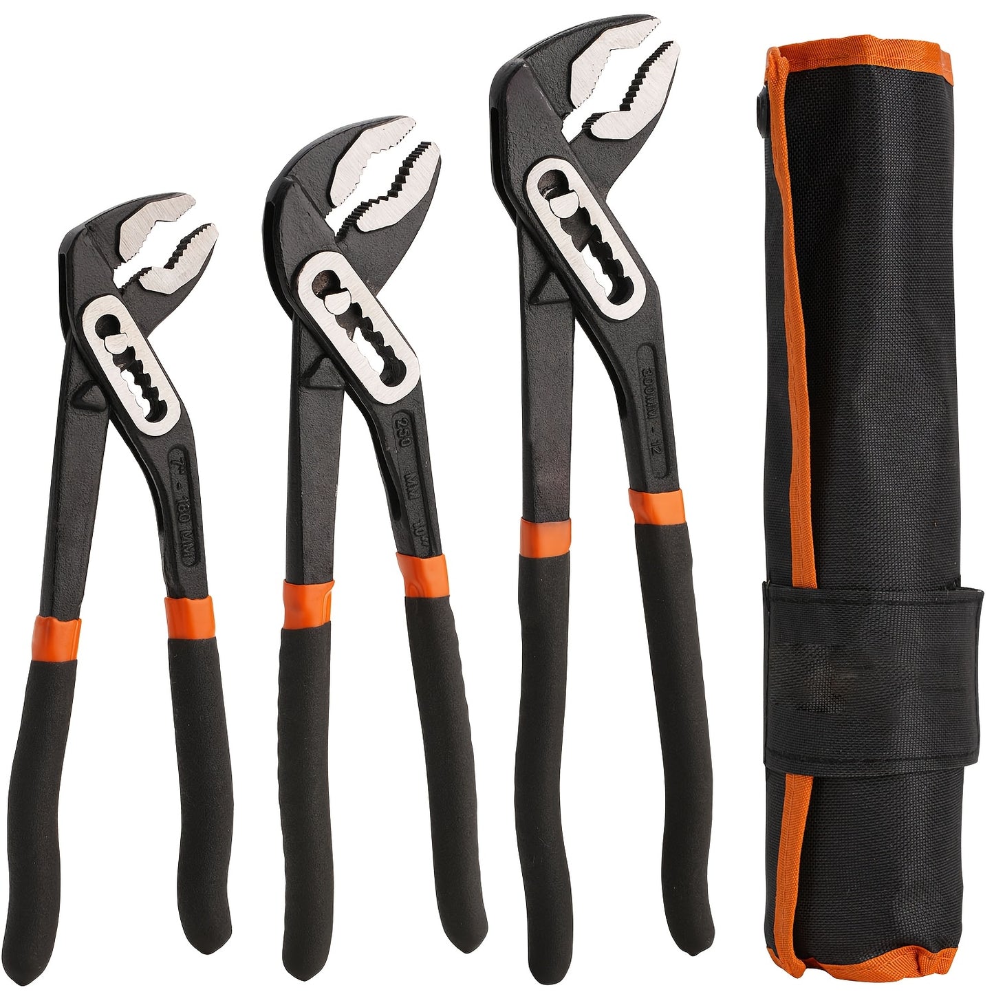 [Christmas Gifts] 3/1pc Adjustable Pliers With Roll-Up Pouch,Quick-Adjust Pump Pliers Set, Chrome Vanadium Steel, Includes 7-Inch,10-Inch, And 12-Inch, Black,Christmas Gifts