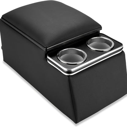 Car Center Console, Universal Rear Bench Seat Consoles, Truck Seat Organizer And Storage, Back Seat Car Organizer with Cup Holder, Central Armrest Box (Regular, Black)