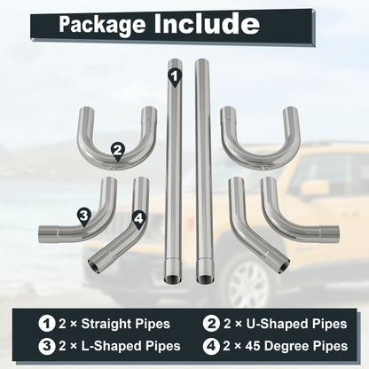 [Exhaust Kit Tubing] 2.5'' Mild Steel Exhaust Kit Tubing Mandrel Bend Pipe Straight U Bend 16 Gauge Universal
