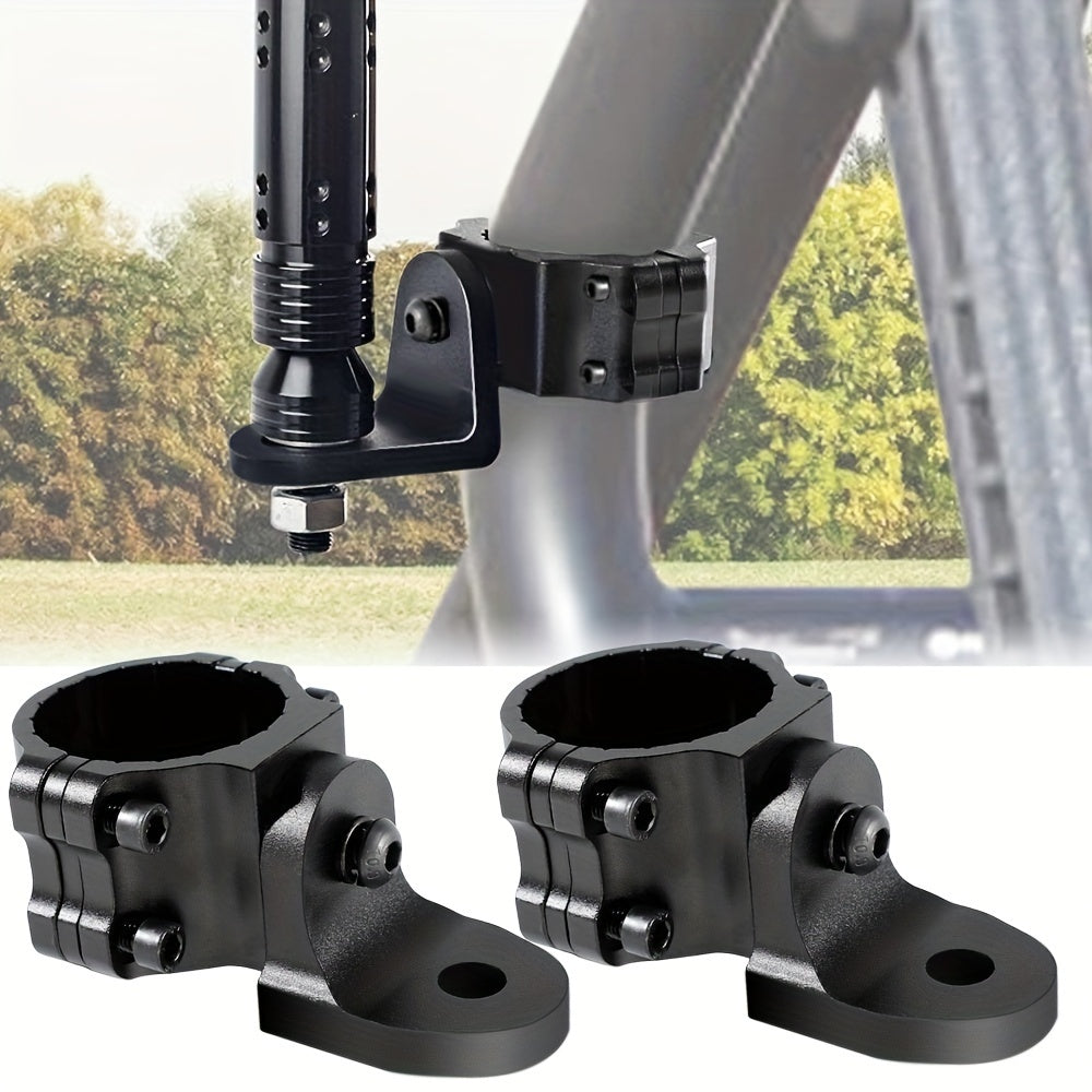 2pcs UTV Whip Light Mount & Light Bar Bracket - Heavy Duty 1.75"- 2" Roll Cage Clamp with 360° Rotation, Aluminum Flag/Off-Road Light Mount for Polaris RZR, Jeep
