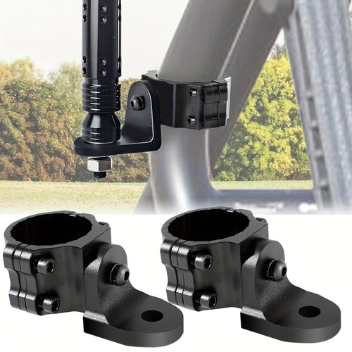 2pcs UTV Whip Light Mount & Light Bar Bracket - Heavy Duty 1.75"- 2" Roll Cage Clamp with 360° Rotation, Aluminum Flag/Off-Road Light Mount for Polaris RZR, Jeep