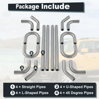 [Exhaust Kit Tubing] 2.5'' Mild Steel Exhaust Kit Tubing Mandrel Bend Pipe Straight U Bend 16 Gauge Universal