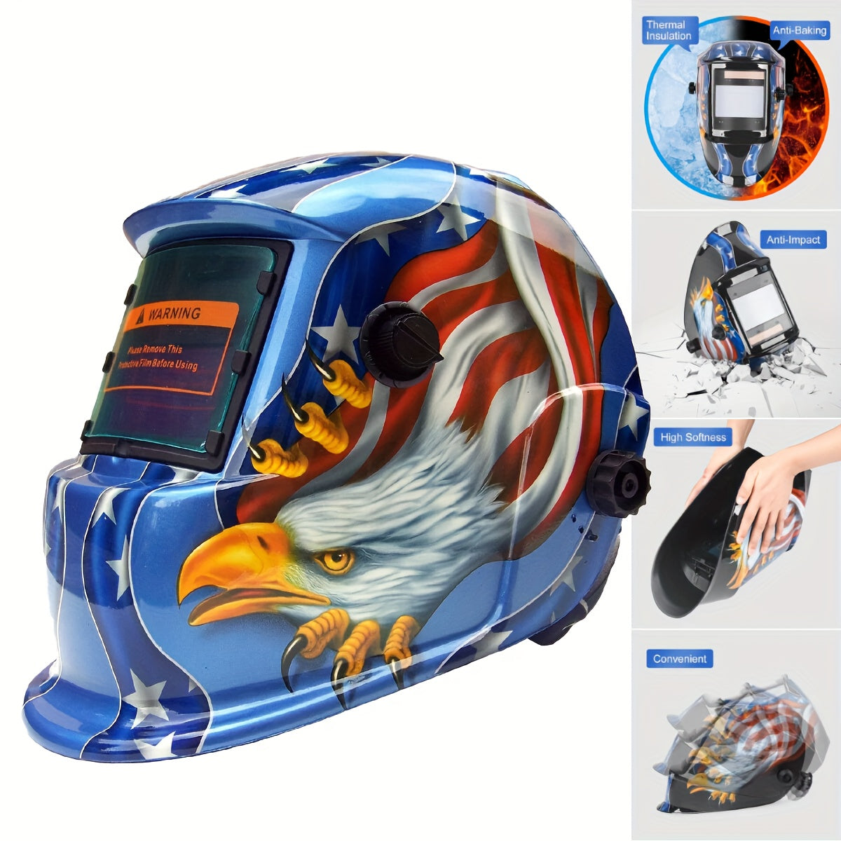 True Color Solar-Powered Auto-Dimming Welding Helmet with a Wide Viewing Area, True Color Welder Headgear, Auto-Darkening Welding Mask