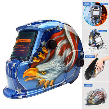 True Color Solar-Powered Auto-Dimming Welding Helmet with a Wide Viewing Area, True Color Welder Headgear, Auto-Darkening Welding Mask