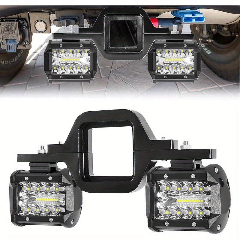 Hitch LED Lights, 4 Inch LED Work Light Pods with 2.5 Inch Towing Hitch Mount Brackets for Truck Trailer SUV Pickup Fit Dual Led Off-Road Driving Hitch Light Bar, Without Battery