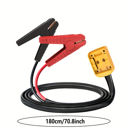 [Portable Without Battery] 20V Lithium-Ion Battery to Jumper Cable Converter - 6Ft Heavy-Duty 100A Portable Power Cable Featuring 12 AWG Tinned Copper Wires And ABS Clamps for Vehicle Jump Starts, Trolling Motors, And Emergency Power (Yellow), Without Bat