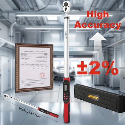 [Digital Torque Wrench] 1/2, 3/8 Inch Drive Digital Torque Wrench, 17-340 Nm (12.5-250.8 Ft-Lb), 6.8-135 Nm (5.02-99.57 Ft-Lb), Electric Torque Wrench With Buzzer And LED, Preset Values And Data Storage, For Bike/Motorcycle/Auto Repairs, Plus And Minus 2%
