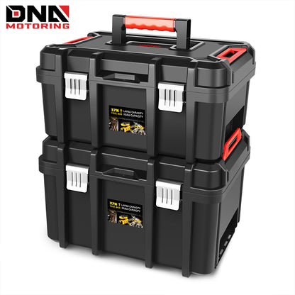 2pcs Tool Boxes Set - Lockable Organizer Storage Portable Toolbox with Removable Tray for Workshop Garage & Household, Large Capacity