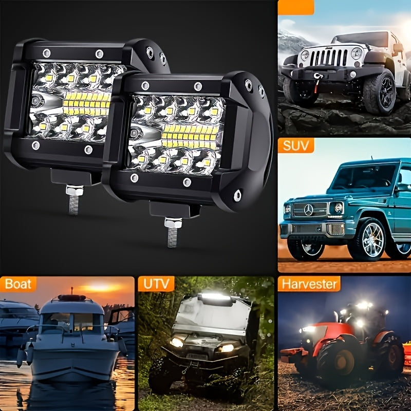 2/4pcs High-brightness Motor Vehicle LED Work Light, 257W, 17100LM Universal Day And Night Ultra-bright Lighting Auxiliary Light, Vehicle Exterior Lighting Lamp, Suitable for Various Vehicles Cars Off-road LED Light, Ideal As A Gift
