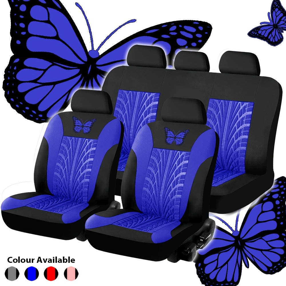 5-Seater Car Seat Covers - Butterfly Tire Pattern, Thickened And Wear-Resistant Fabric, Breathable And Comfortable, Seat Protection Against Dust, Universal Fit for Most 5-Seater Cars on The Market