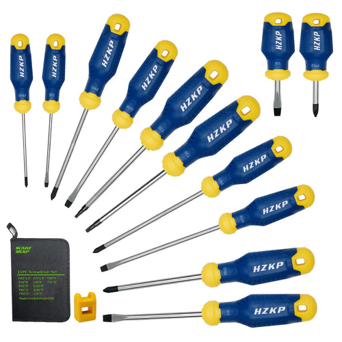 [Professional DIY Tools] 13pcs Screwdriver Set with Magnetic Tips, Have Professional Cushion Grip Magnetizer Demagnetizer, S2 Alloy Steel, Professional-Grade DIY Tools for Home Use And Electrical Repair