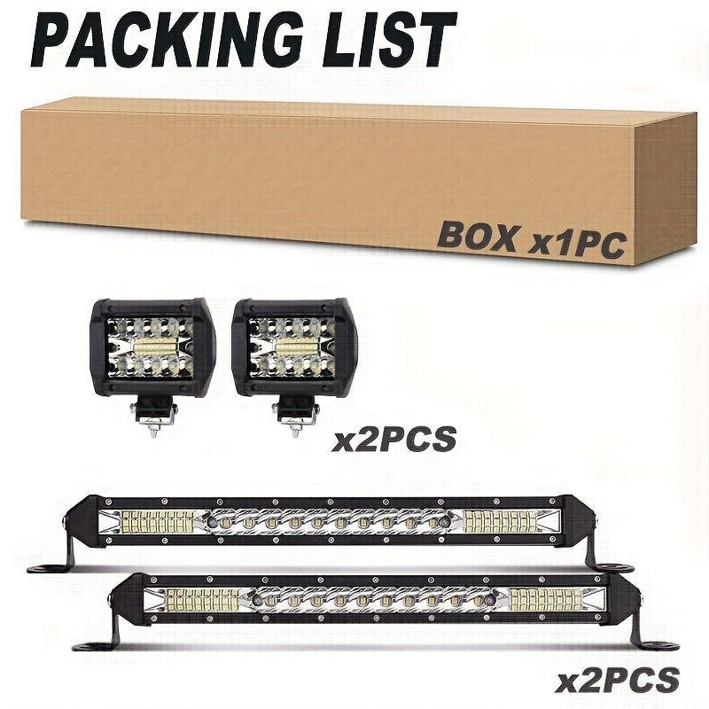 22inch 10inch LED Work Light Bar + 4inch LED Light Bar for Car Truck Offroad 4x4 Jeep SUV UTV ATV Tractor Off Road, No Battery Required