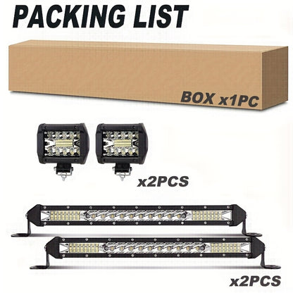 22inch 10inch LED Work Light Bar + 4inch LED Light Bar for Car Truck Offroad 4x4 Jeep SUV UTV ATV Tractor Off Road, No Battery Required