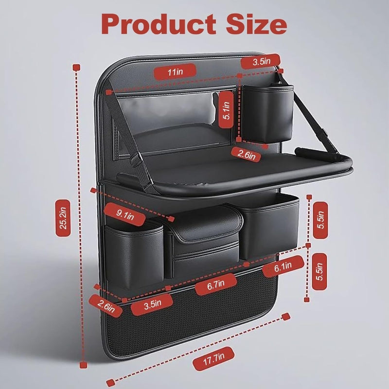 1pc/ 2pcs Faux Leather Car Backrest Organizer with Foldable Table Holder, Car Seat Backrest Protection Pad, And Foldable Car Seat Organizer with Tablet Stand