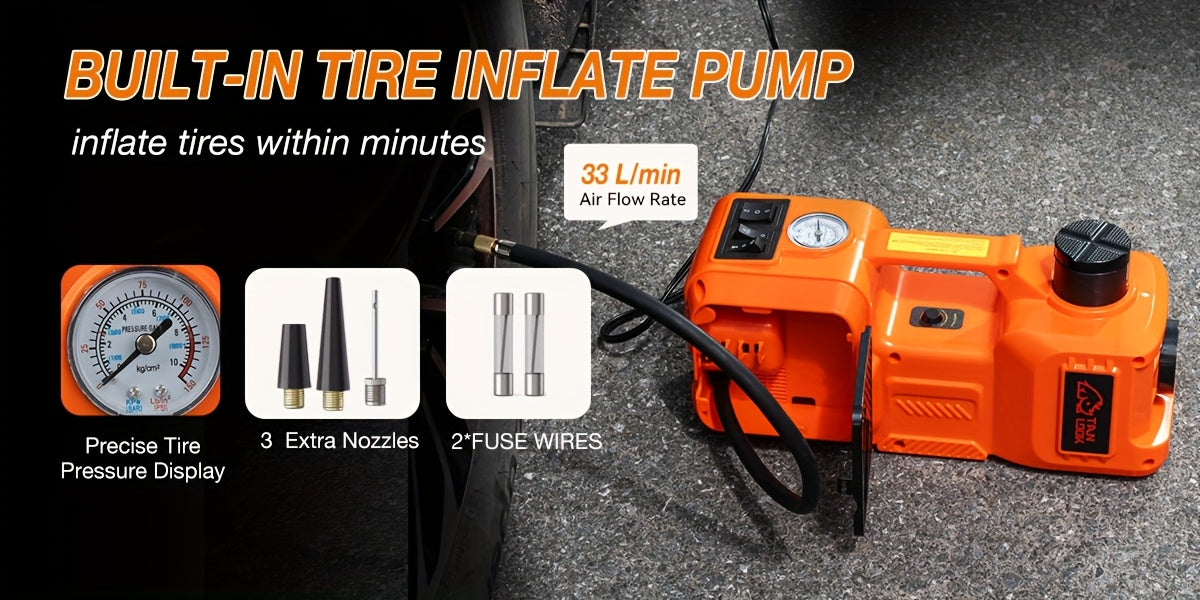 5 Ton Electric Car Jack, Hydraulic Jack And Electric Impact Wrench, Portable Car Lift with Built-in Air Pump, Suitable for SUV MPV Car Truck Tire Replacement Garage Maintenance Easy to Repair Car Tires, Emergency Maintenance Car