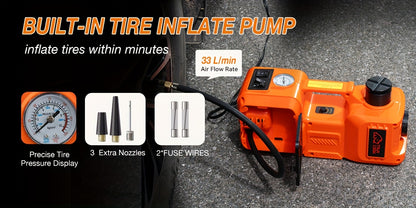 5 Ton Electric Car Jack, Hydraulic Jack And Electric Impact Wrench, Portable Car Lift with Built-in Air Pump, Suitable for SUV MPV Car Truck Tire Replacement Garage Maintenance Easy to Repair Car Tires, Emergency Maintenance Car