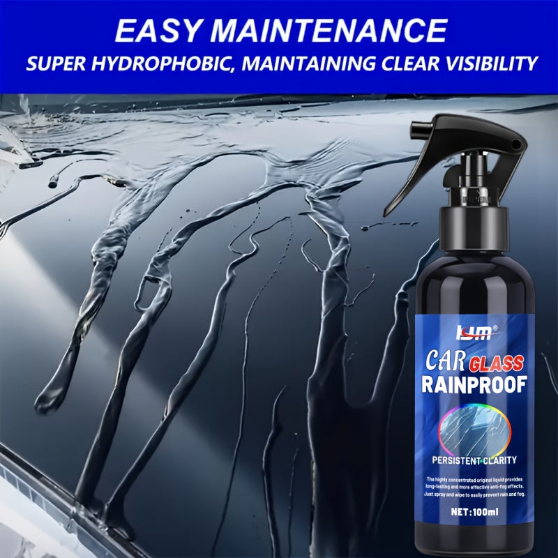 Anti-Rain Glass Coating - Hydrophobic Spray for Windshield & Mirrors, Improves Visibility & Repels Water for Safer Driving, Polishing and Waxing Kit