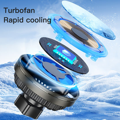 iPhone 12/13/14/15/16 Series Magnetic Car Wireless Charger with Fast Charging, Dual Cooling Fans, Strong Magnetic Base, Air Vent Mount - Qi1 Compatible for Apple iPhone 12-16 (Sleek Circular Design), Vehicle Charging Station, Modern Gadget Accessory, Effi