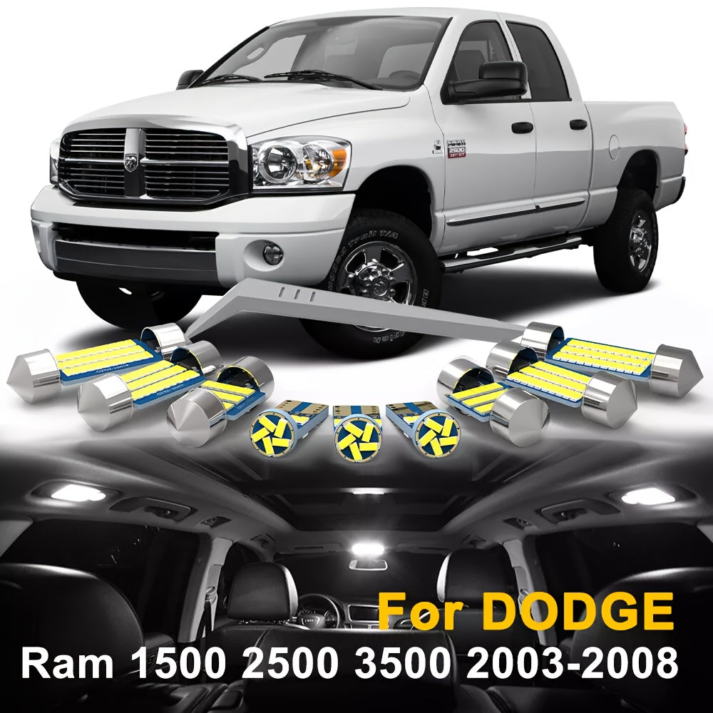 White Interior LED Lights for DODGE Ram 1500 2500 3500 1994-2018 2019 2020 2021 2022 2023 Canbus Car LED Bulbs Map Dome Trunk License Plate Lights