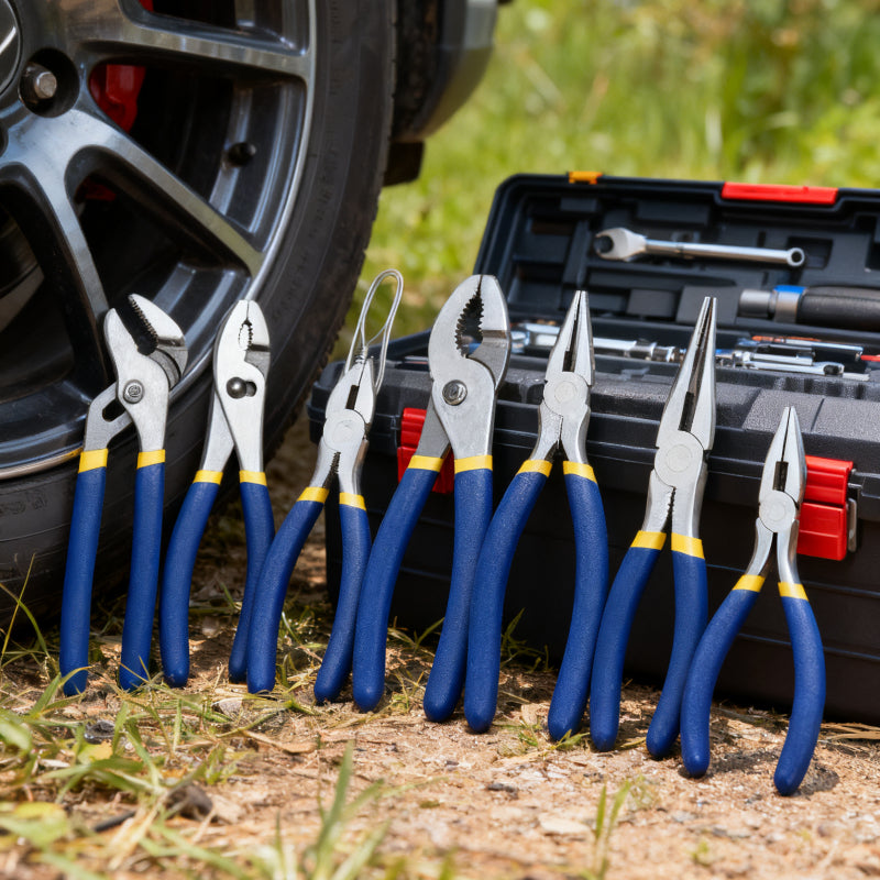 [For DIY and Home] 7pcs Pliers Set - 8 Inches Groove Joint, Sliding Joint, 7 Inches Lineman, 6 Inches Diagonal, Long Nose, Mini Long Nose, for DIY and Home