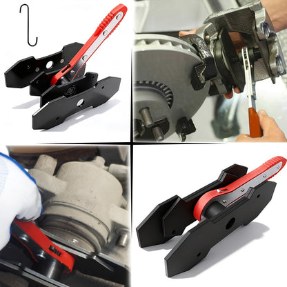 Brake Caliper Compression Tool with 360 Degree Swing Ratchet, Quick Ratchet Brake Wrench, Brake Caliper Tool with 2 Pressure Plates, Vehicle Brake Maintenance Tool, Brake Piston Separation Brake Cylinder Adjuster, Essential Emergency Tool for Cars