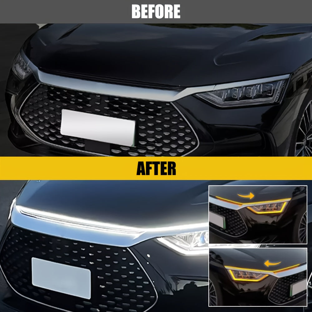 79'' Car Hood Light Strip, Flexible Dynamic Daytime Hood Light Strip, Auto LED Strip Light With Fuse Protection, Universal Exterior Decor For SUVs, Trucks, Vans & Most Vehicles, Without Battery