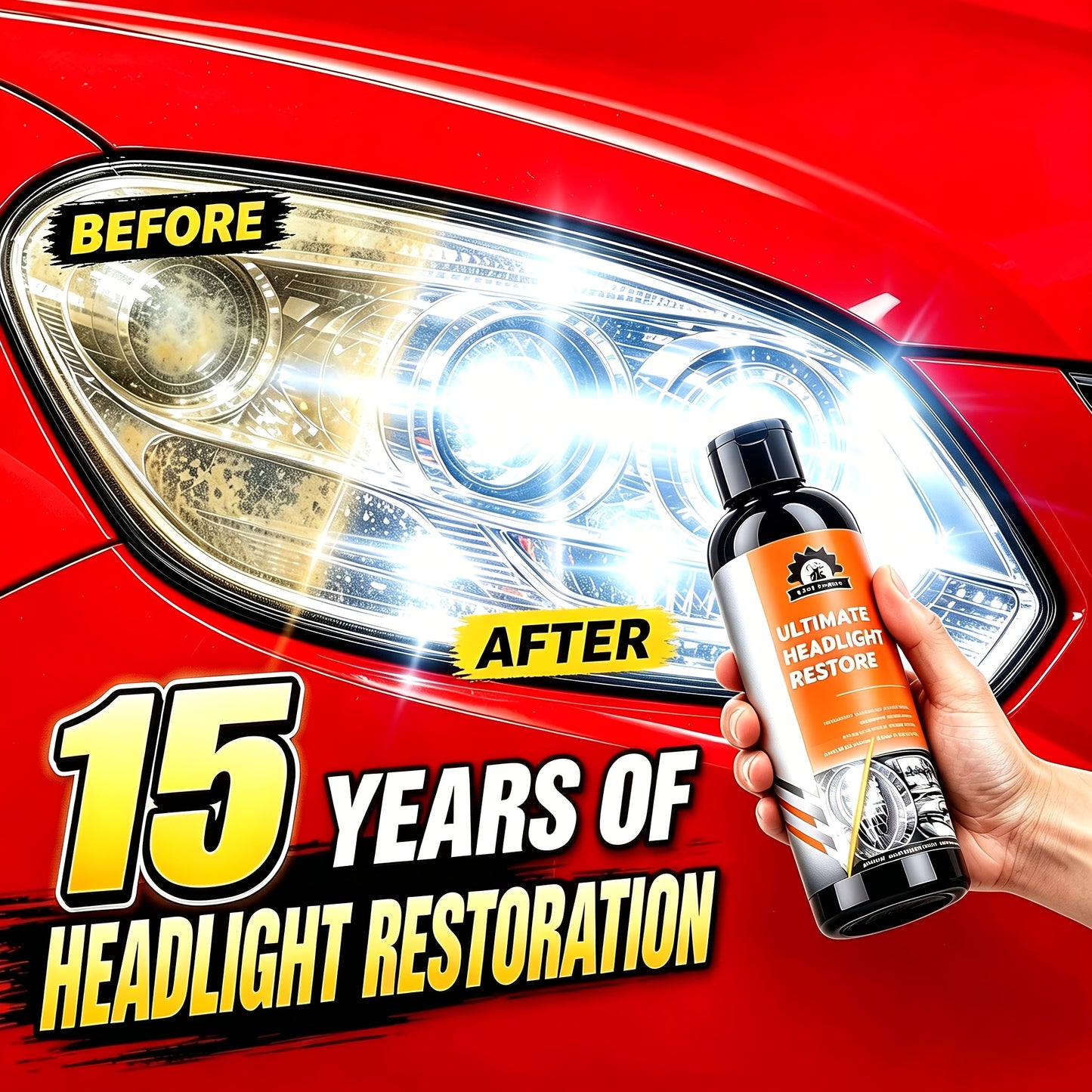 Automotive Headlight Repair Kit - Quick Refurbishment Solution, No Polishing Required, Instantly Clear Cloudy Lenses, Enhances Visibility & Brightness, Easy-to-Use Restoration and Care Kit for Car Headlight Maintenance, Headlight Cleaner