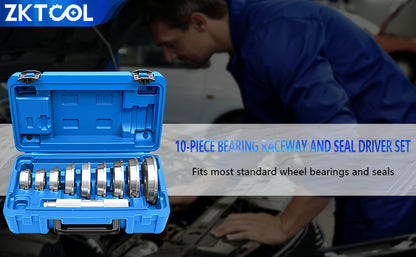 Bearing Press Kit, 10pcs Bearing Race and Seal Bushing Driver Installation Set, with Seal Driver and 9 Bearing Adapters, Seal Installation Bearing Driver Kit for Bearing Installation