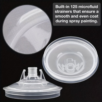 Set of 50 Disposable 20.29oz PPS Cups with Liners And Lids for Paint Spray Guns, Including Mixing Cups for HVLP Sprayers, a 2-Cup Adapter, And a Paint Stirrer, Perfect for Automotive Painting