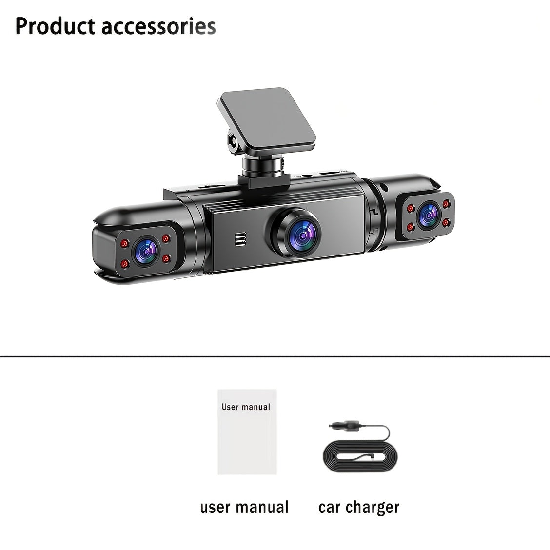 AXH 360° Panoramic 3/4 Lens Channel 1080P HD Ultimate Safety Dash Cam Set, 1080P Front and 720P Full Coverage Front, Rear, Left, and Right, Quad-Split Screen Display, HD Night Vision, WDR, G-Sensor, Loop Recording - Car Accessories/Car Dash