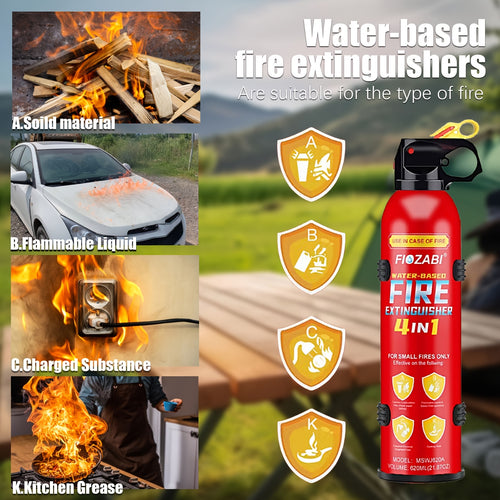 Portable Fire Extinguisher | 4-in-1 Small Fire Extinguisher for Home, Garage, Kitchen, Car | for Electric, Textile | Non-Toxic, Easy Clean, Wall Mount Include