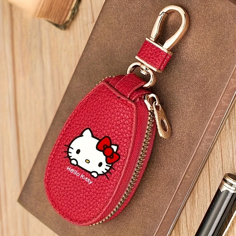 Sanrio'S for Hello Kitty Key Bag - Black Car Key Storage Bag with Golden Zipper, Multi Functional Keychain, Compact Design, Suitable for Home Use, Key Storage Organizer, Suitable for Hello Kitty Additions