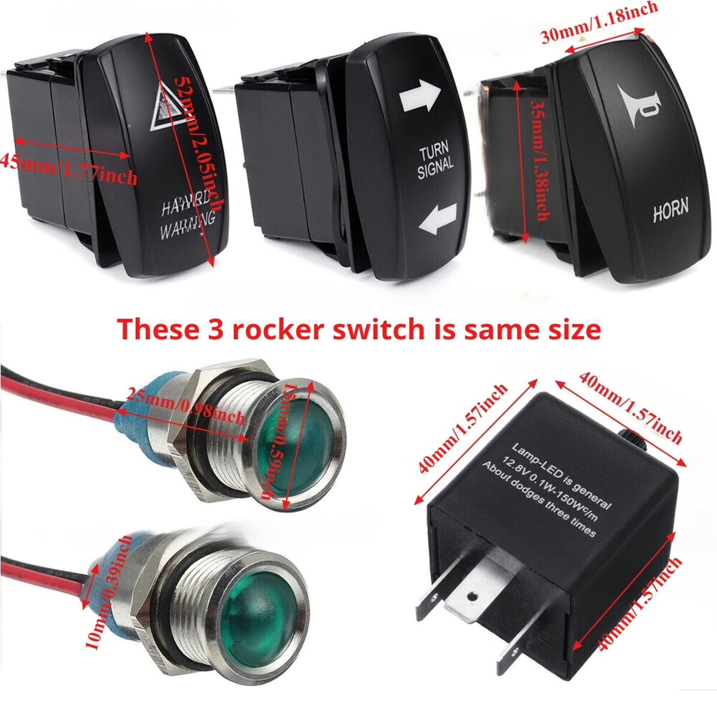 Rocker Switch Turn Signal Kit. Street Legal LED Light, Horn, Hazard for 4X4 Project. Easy Install, Safe Drive, Without Battery