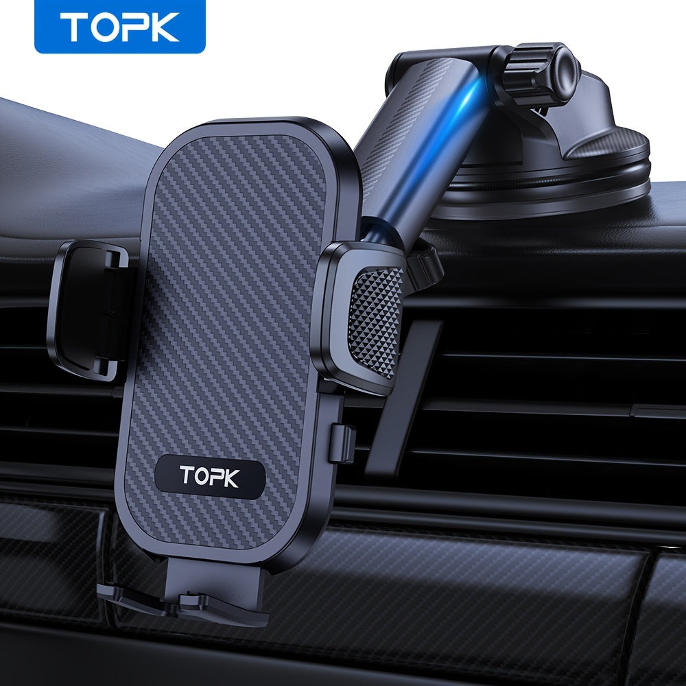 TOPK D42N Car Phone Mount, Upgraded Support Full-range Adjustment Cell Phone Holder for Dashboard Hands-Free Automobile Compatible with All Smartphones