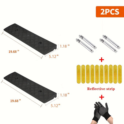Two Heavy-duty Plastic Ramps, Sturdy, Anti-slip And Weather-resistant, Portable Access for Cars, Bicycles, Medical Equipment And Wheelchairs - Suitable for Easter, Women's Day, Mother's Day, Independence Day, Ramadan, Trucks And Bicycles