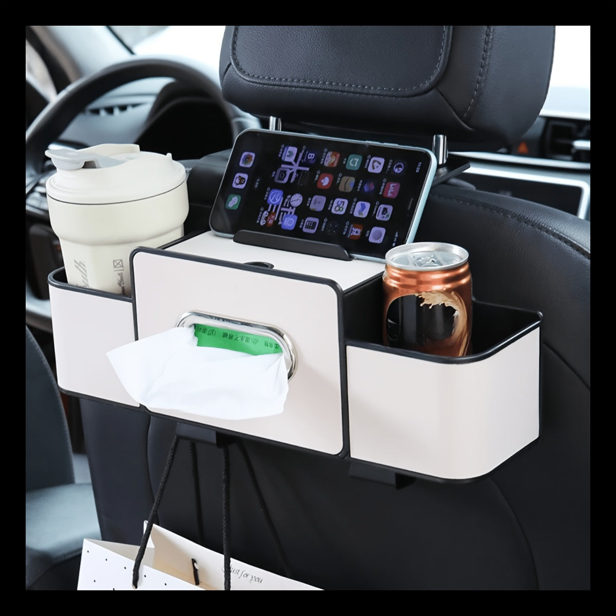 2-Pack Car Backseat Multi-Function Organizer, 8-in-1 Large Capacity With Napkin Drawer & Cup Holders, Hanging Storage Solves Car Clutter, Essential For Family Trips & Long Drives