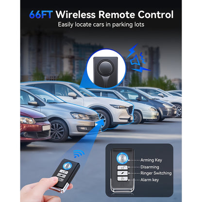 Vehicle Security Vibration Alarm System, 108Db Sound & Light Alert, Wireless Remote Vibration Sensor for Car Protection, Automotive Interior Safety with Red Light