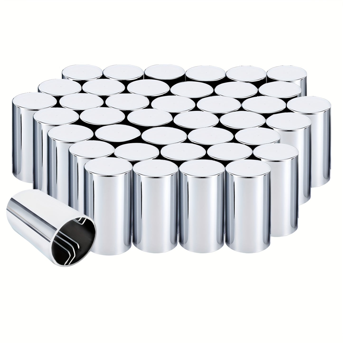 20pcs, 40pcs, Or 60pcs of 33Mm X 3 1/2" Lug Nut Covers Made from ABS Chrome Plastic, Designed for Push-On Fit for Hub Piloted Wheels, Complete Axle Cover Kits, And Lug Nut Covers Suitable for Semi Trucks And Trailers