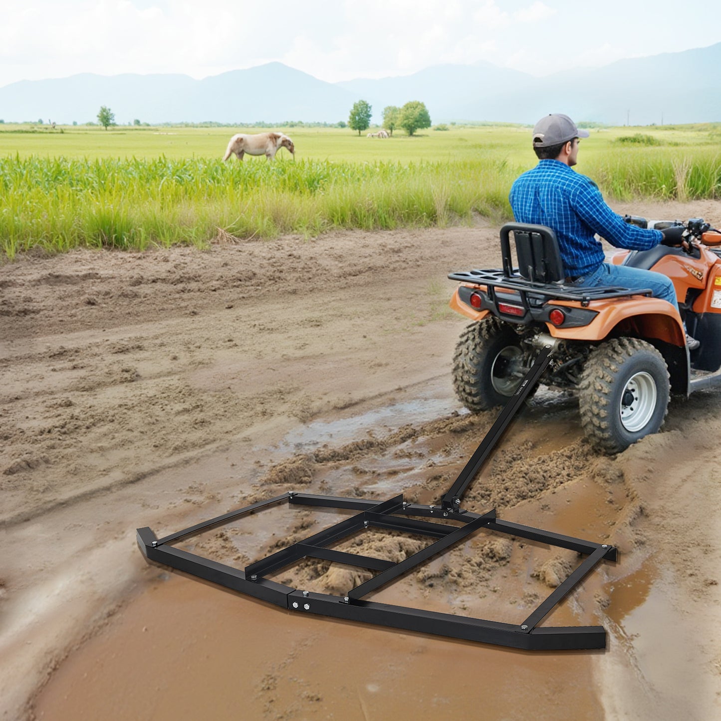 Drag Harrow 66/74/84" Width Tow Behind Drag Harrow Steel Gravel Grader ATV UTV