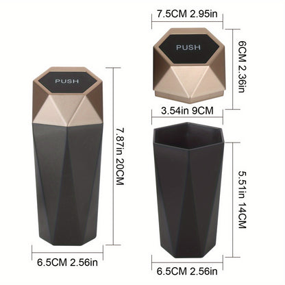 6pcs Car Storage, Creative Mini Diamond Car Trash Can, 2 Trash Cans, 4 Rolls of Trash Bags (60 Trash Bags), Stylish, Easy to Operate, One-Button Operation, Make Your Car Cleaner And Tidier, Suitable for Most Cars, Trucks And Suvs