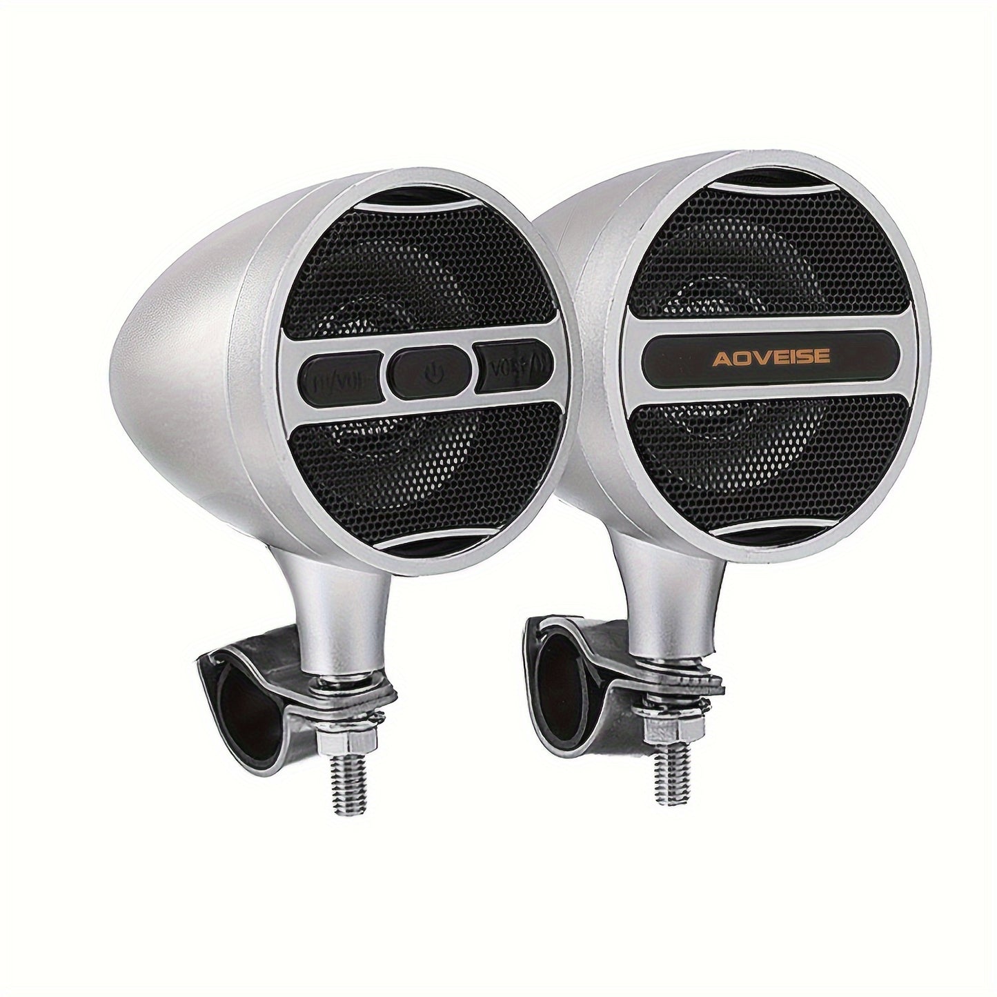 KORBROS Motorcycle Stereo Sound System with Built-In Amplifier, MP3 & USB - 12V Speakers for ATVs, Handlebar Mount