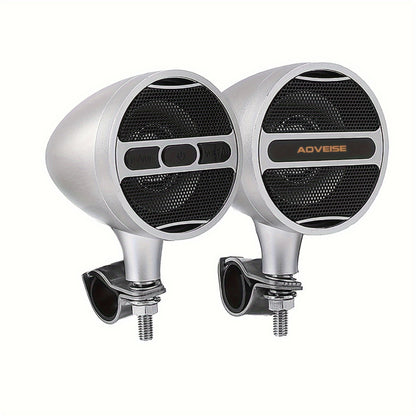 KORBROS Motorcycle Stereo Sound System with Built-In Amplifier, MP3 & USB - 12V Speakers for ATVs, Handlebar Mount