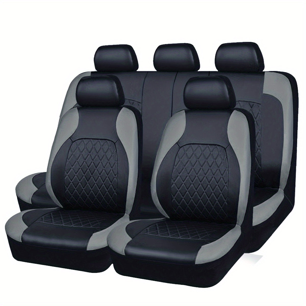 Deluxe All-Season Quilted PU Leather Car Seat Covers - Comfy Sponge-Padding, Universal Fit, christmas gifts