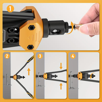 VIGRUE 16-Inch Rivet Nut Tool Kit Includes a Hand Tool Set with 15 Metric And Inch Mandrels Ranging from M3 to M12 And 6-32 to 1/2-13, Along with a Selection of 300 Metric And SAE Rivet Nuts