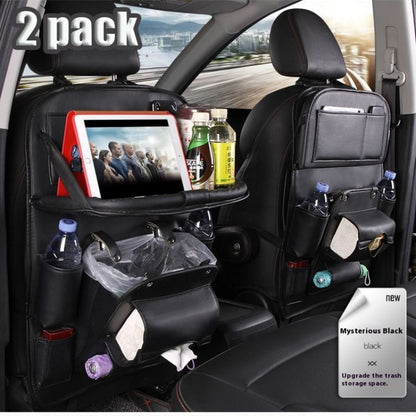 1/2pcs Upgraded Overhead Hanging Car Seatback with Partitioned Storage, Tray Table, Cup Holder, Umbrella & Computer Desk - Large Capacity Space-Saving Suitable for Car Interior Storage, Fits for Most Vehicles (Backseat)