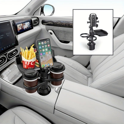 [3-In-1 Car Holder] 1pc, a Multifunctional 3-In-1 Car Cup Holder, Vehicle Phone Holder Tray Dining Plate, a Versatile Small Dining Table, Car Drink Coffee Burger Cup Holder, Made of ABS Material, Featuring a Stable And Expandable Base, Is an Essential Tra