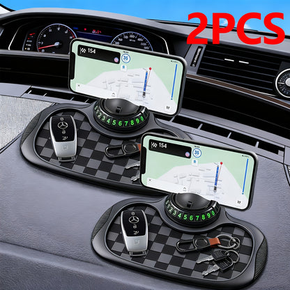 [Non-Slip PVC Dashboard Pad] Car Dashboard Pad With Rotating Mobile Phone Holder And License Plate - Non-Slip PVC, High Quality, Ergonomic Oval Design To Enhance Grip And Safe Driving