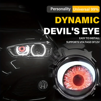 1/2pcs LED Dynamic Devil's Eyes, 6-Mode Adjustable Demon Eye Lights with Lens, 12V Off-road Atmosphere Lighting Kit, Cool Automotive Decoration, Perfect for Car Mods & Birthday Gifts